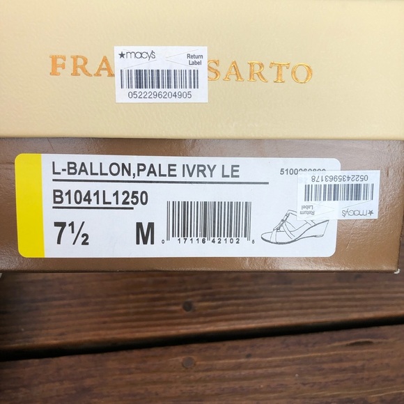 Franco Sarto Ivory Cream Leather Wedge Sandals - Picture 6 of 6